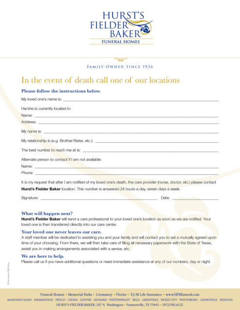 In Case of Death Please Notify