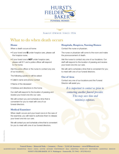 What to Do When Death Occurs
